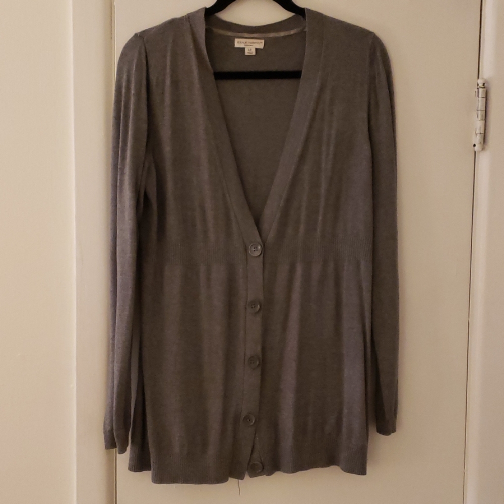 Gray button up maternity sweater